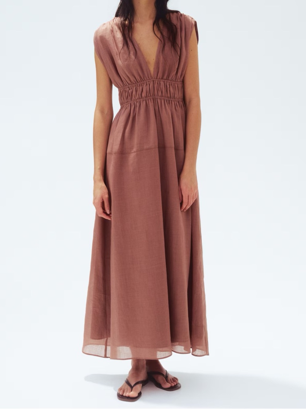 H&M Ramie V-Neck Maxi Dress - Picture 2 of 5